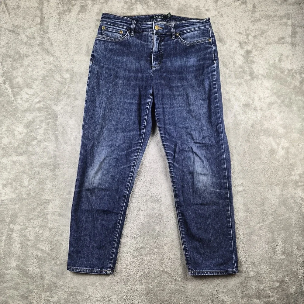 Lauren Jeans Co Jeans Womens 8 Blue Denim Dark Wash Bootcut Stretch 5 Pocket Y2K